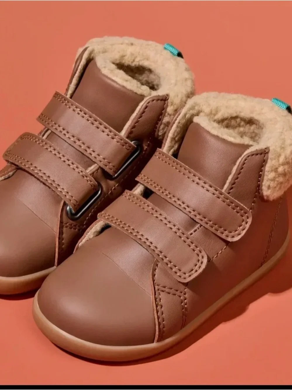 Toddler Brown Fleece-Lined Velcro Walker Boots